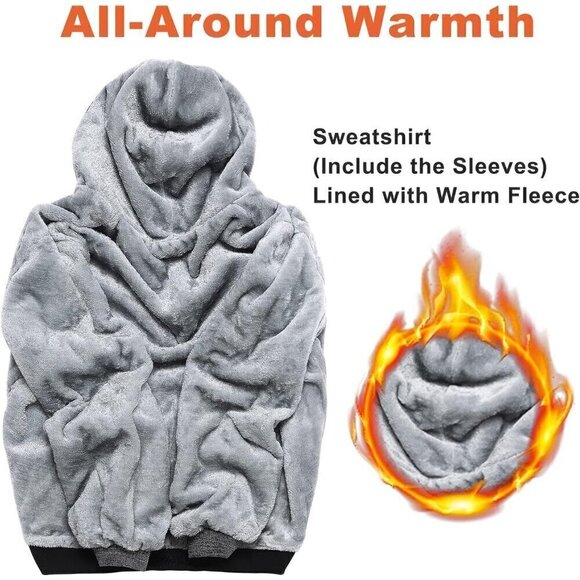 ❤️ Hoodies for Men Full Zip Up Fleece Warm Jackets Sweatershirts Black - Picture 4 of 6